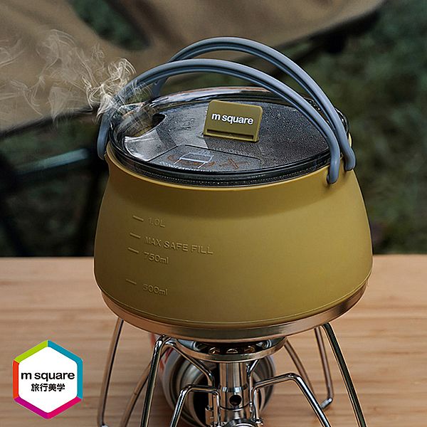 m square~矽膠摺疊水壺-大地色(1000ml)