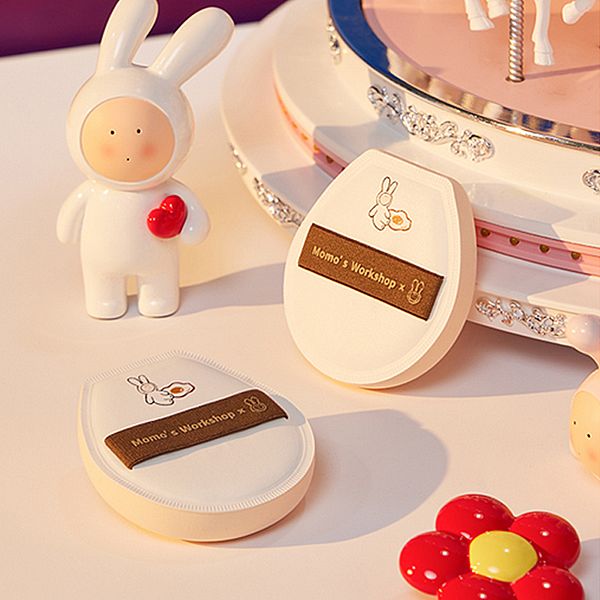 momo's wokshop 毛吉吉x安東尼不二兔~切頭棉花糖粉撲(雙白款)2入