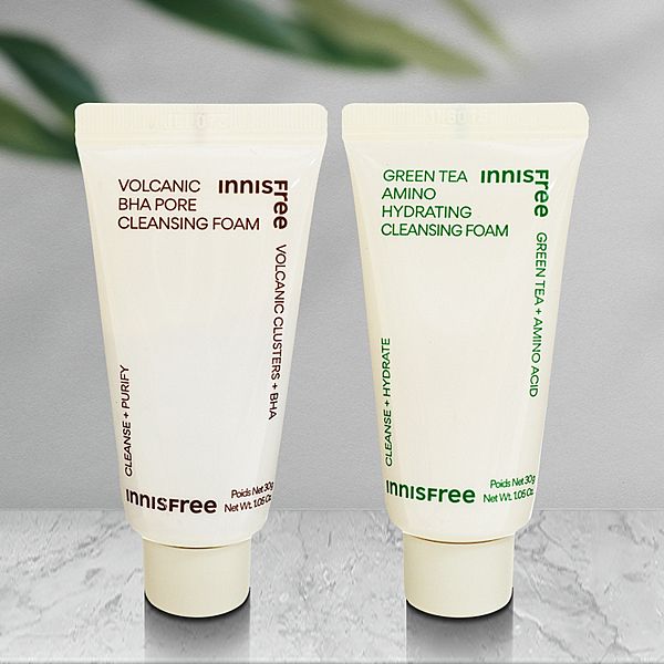 韓國 Innisfree~火山泥毛孔調理／綠茶保濕胺基酸 潔面乳(30g) 款式可選