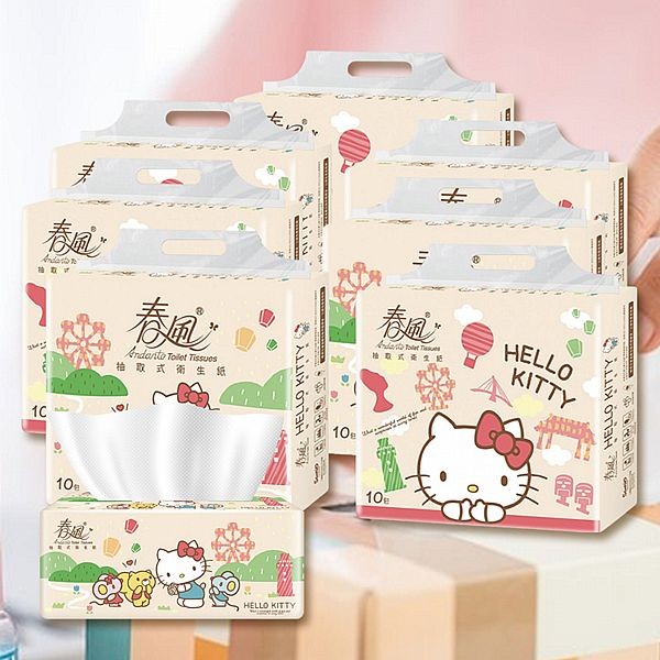 春風~Hello Kitty抽取式衛生紙(100抽x10包x7串／箱)