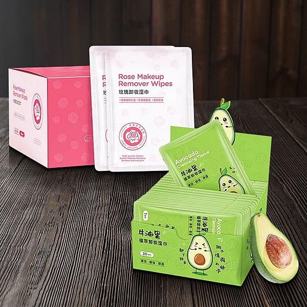 玫瑰／牛油果卸妝濕巾(30片／盒) 款式可選
