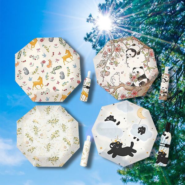 CUBESTORE~雲夢狗狗/春日熊貓/月桂兔/童話森林 抗UV三折/五折/8骨五折手動傘(1入) 款式可選