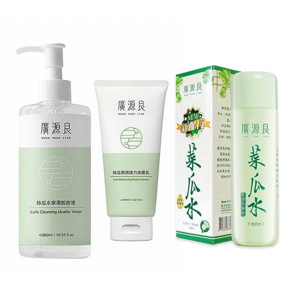 <超值組合>  廣源良~絲瓜保濕彈力洗面乳(120ml)+新配方菜瓜水(180ml)+絲瓜水保濕卸妝液(300ml) 組合款
