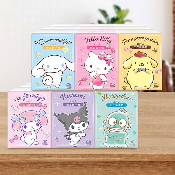 ONEDER 旺達棉品~三麗鷗系列印花紙手帕(8抽x9包) 款式可選