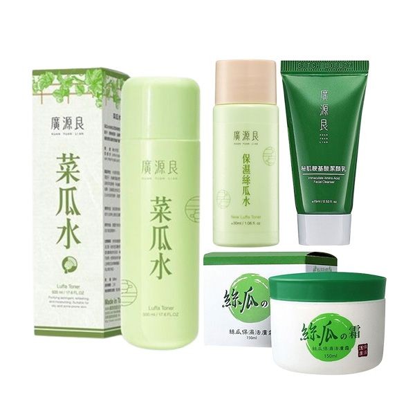 <超值組合> 廣源良~新配方菜瓜水(500ml)+絲瓜保濕活膚霜(150ml)+秘肌胺基酸潔顏乳(15ml)+保濕絲瓜水(30ml) 組合款