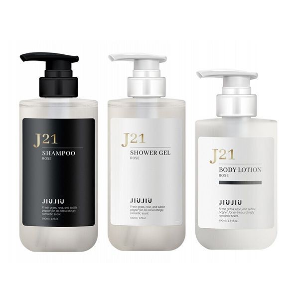 <超值組合> JIUJIU~親親輕奢香氛洗髮精500ml+沐浴露500ml+潤膚乳400ml (J21馥郁玫瑰) 組合款