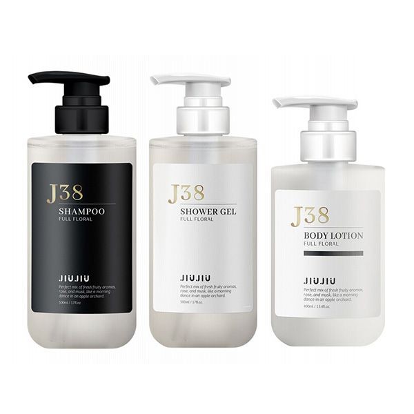 <超值組合> JIUJIU~親親輕奢香氛洗髮精500ml+沐浴露500ml+潤膚乳400ml (J38漫舞香蘋) 組合款