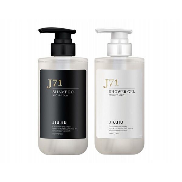 <超值組合> JIUJIU~親親輕奢香氛洗髮精500ml+沐浴露500ml (J71沉香烏木) 組合款