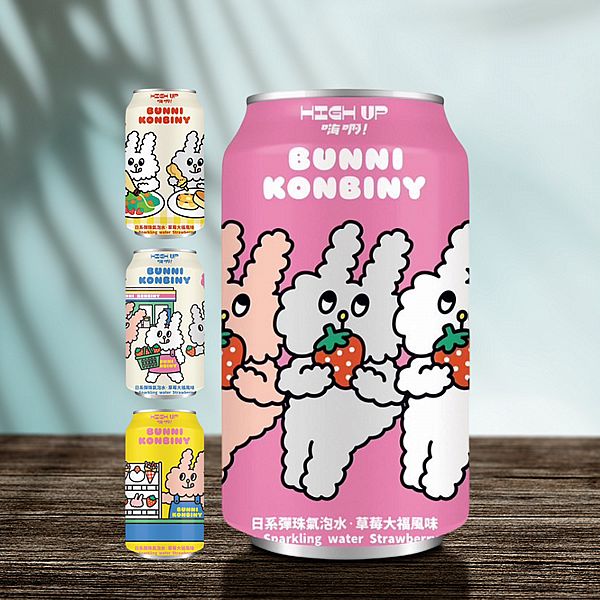 HIGH UP~日系彈珠氣泡水(草莓大福)BUNNI(330ml) 圖案隨機出貨