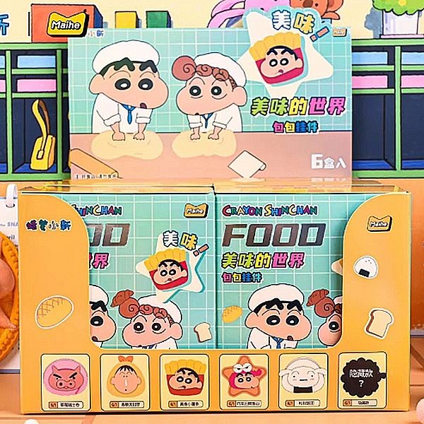 蠟筆小新~美味的世界毛絨包掛件盲盒(1入) 公仔隨機出貨