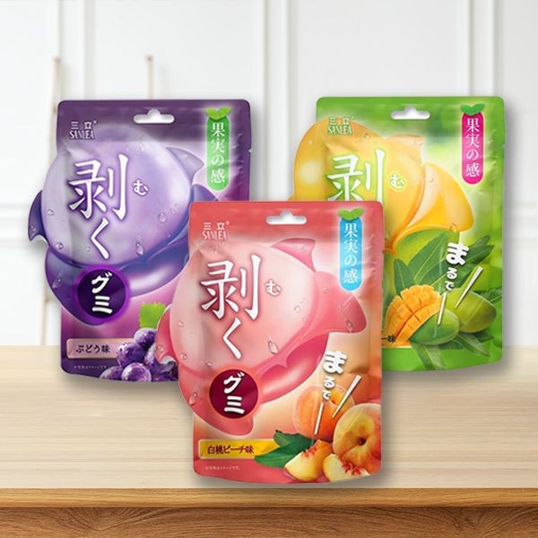 SANLEA 三立~剝皮軟糖(青芒果味／葡萄味／白桃味) 65g 款式可選 包芯軟糖 水果軟糖 