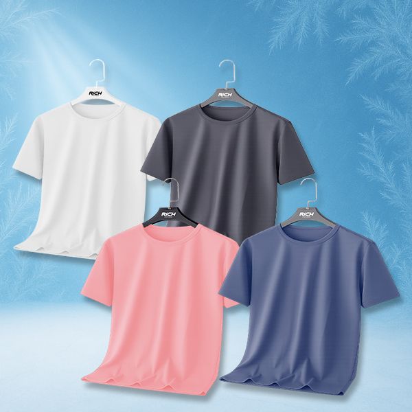 嘉峰國際~Rich冰絲圓領短T(黑/白/粉色/霧霾藍)1入 款式可選