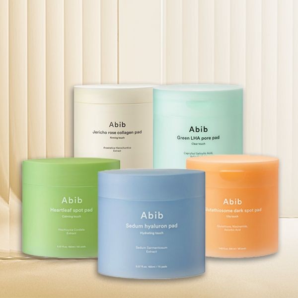韓國 Abib~棉片(魚腥草舒緩護理 / 水分草玻尿酸補水 / 復活草膠原蛋白 / 綠色LHA毛孔煥膚 / 穀胱甘太維他命)1罐入 款式可選