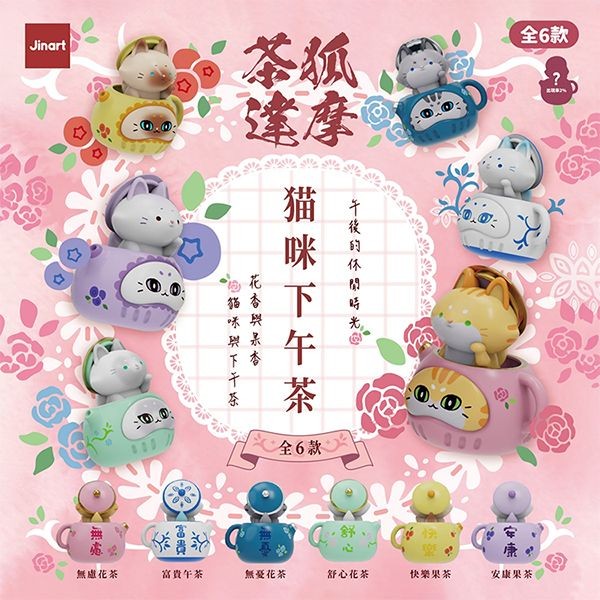 小島玩具~茶狐達摩五代-貓咪下午茶公仔盲盒(1入) 公仔隨機出貨 Jinart