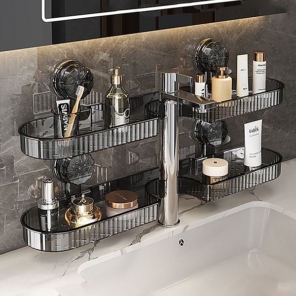 吸盤免打孔水龍頭置物架(透明灰)1入