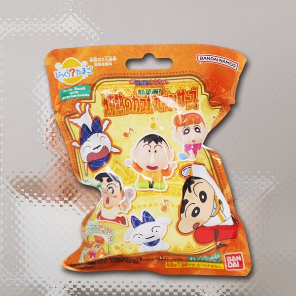 日本 BANDAI~泡澡公仔沐浴球橘色橙香(蠟筆小新春日部舞者)75g 玩具隨機出貨