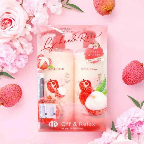 日本 Off&Relax.~玫瑰荔枝禮盒(洗髮精460ml+護髮乳460ml)