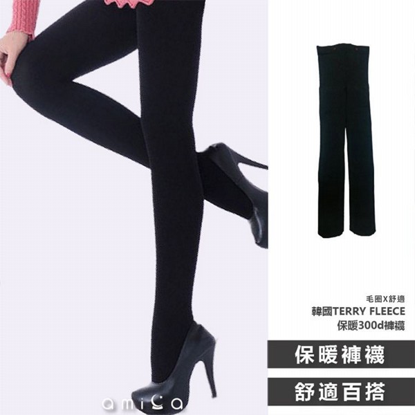 AMICA~1025#韓國 TERRY FLEECE 保暖300D褲襪(黑色)1件入