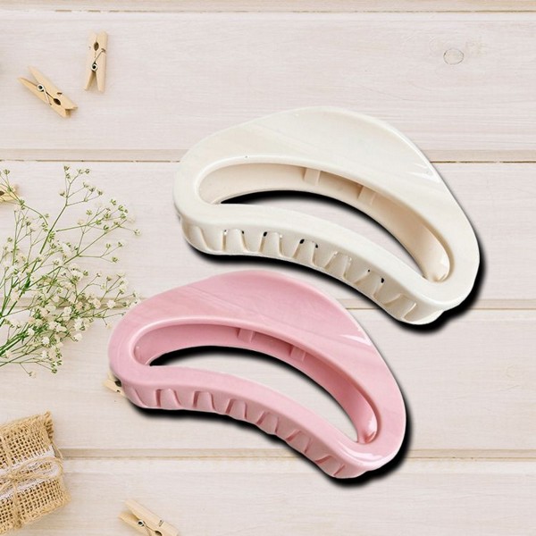 10cm加厚純色月亮型抓夾(粉／米白) 1入