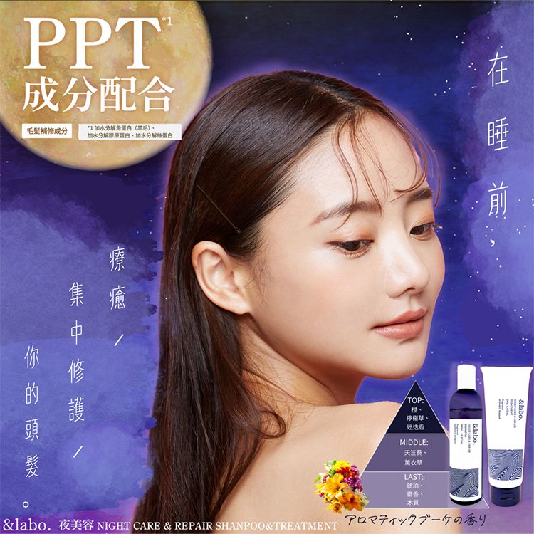 日本 &Labo~夜間護理&修復洗髮精(300ml)／修復護髮乳(240g) 款式可選