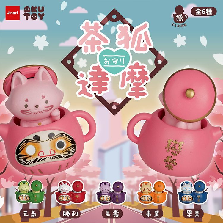 小島玩具~茶狐達摩6 祈福お守り公仔盲盒(1入) Jinart 不挑款／隨機出貨