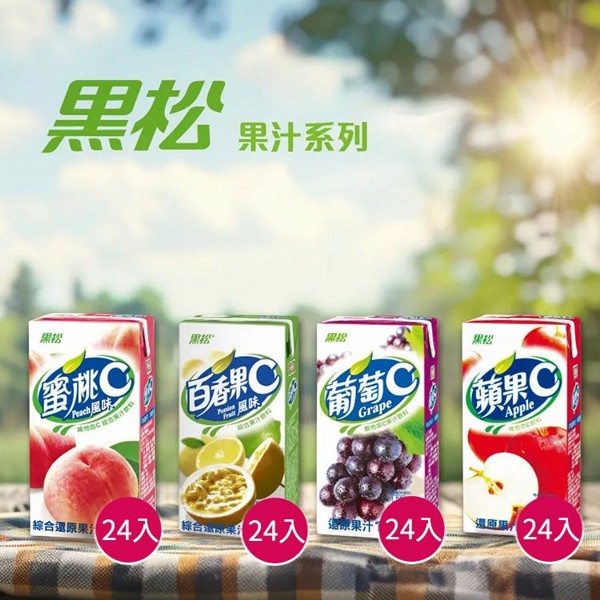 黑松~葡萄／蘋果／蜜桃／百香果C果汁飲料(300ml*24入) 款式可選 ※限宅配