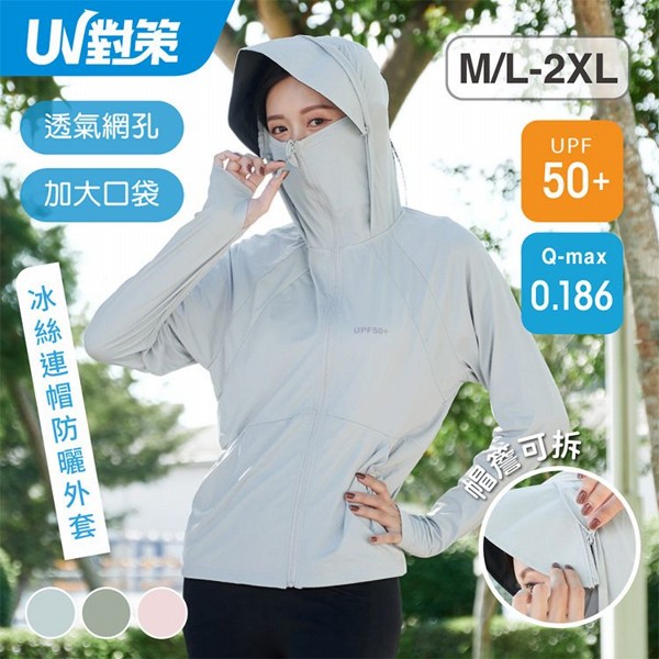 VOLA 維菈~冰絲連帽防曬外套(1件入) 顏色尺寸可選｜UPF50+／涼感外套／可拆帽簷／馬尾孔設計／機車族防曬