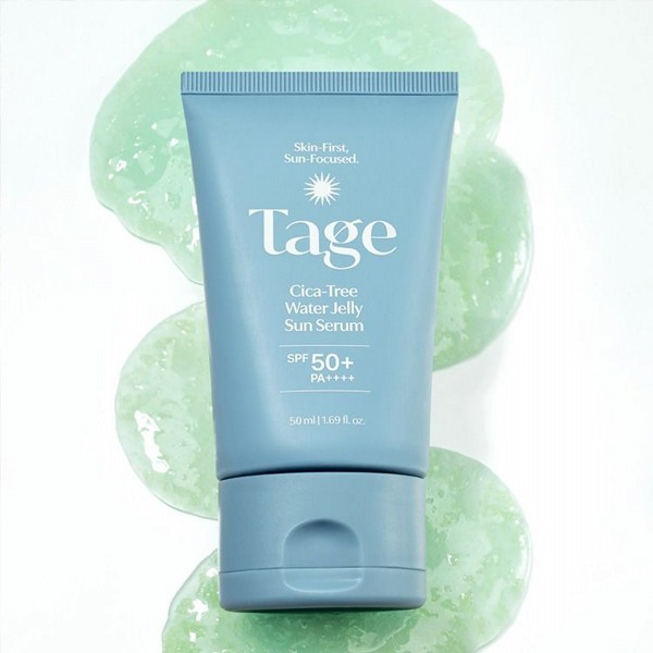 TAGE~積雪草水感果凍防曬精華(藍)50ml｜高效防曬 水感果凍質地 妝前打底 清爽不泛白 積雪草茶樹修護臉部防曬