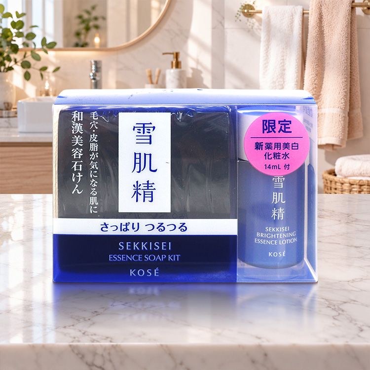 Kose 高絲~雪肌精黑碳淨化澄白組(1組入)｜ 洗卸清潔 美白化粧水 黑碳美容石鹼 毛孔角質淨化組
